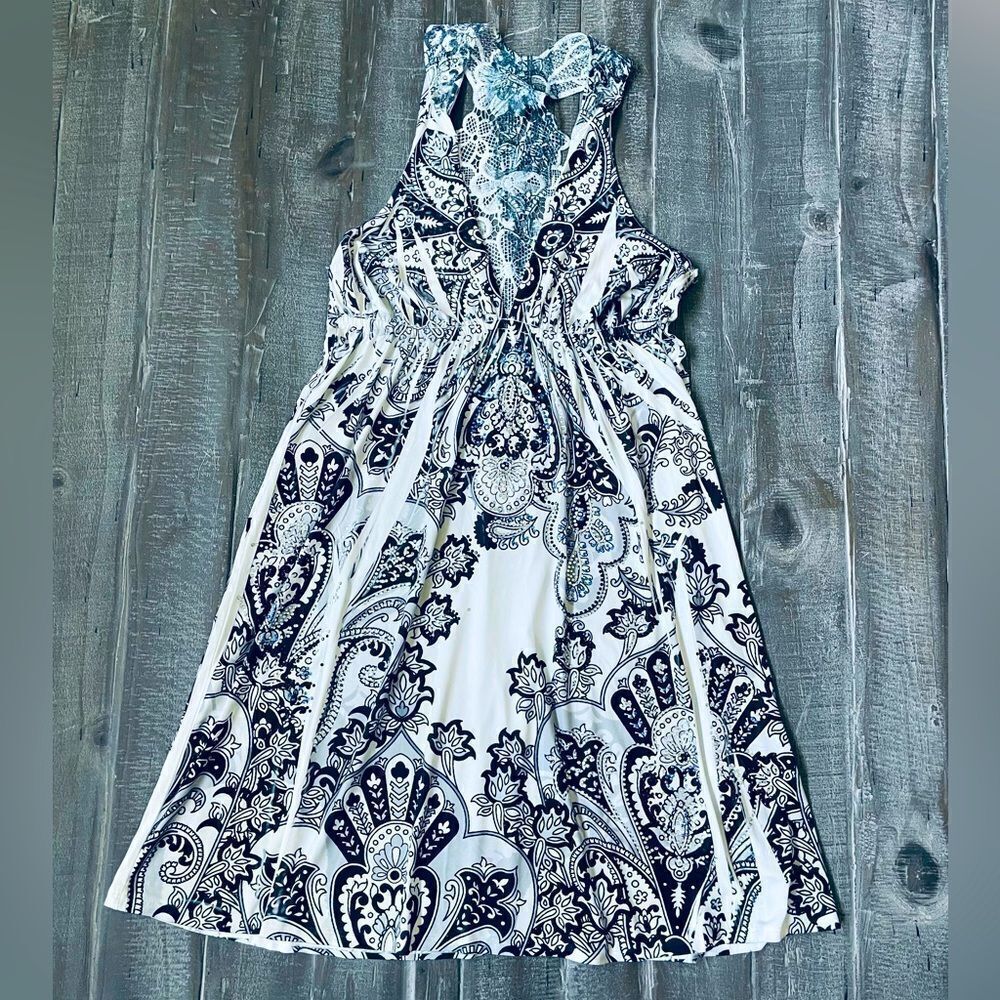 Crystal Embellished Black White Summer Cocktail Party Dress S